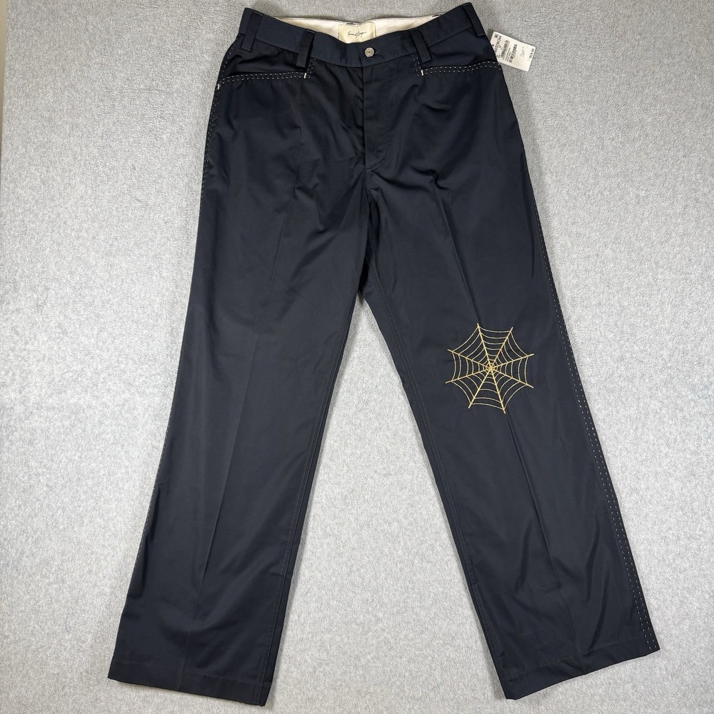 NWT Second Layer Angel Embroidered Pants Navy Spider Web Size 30
